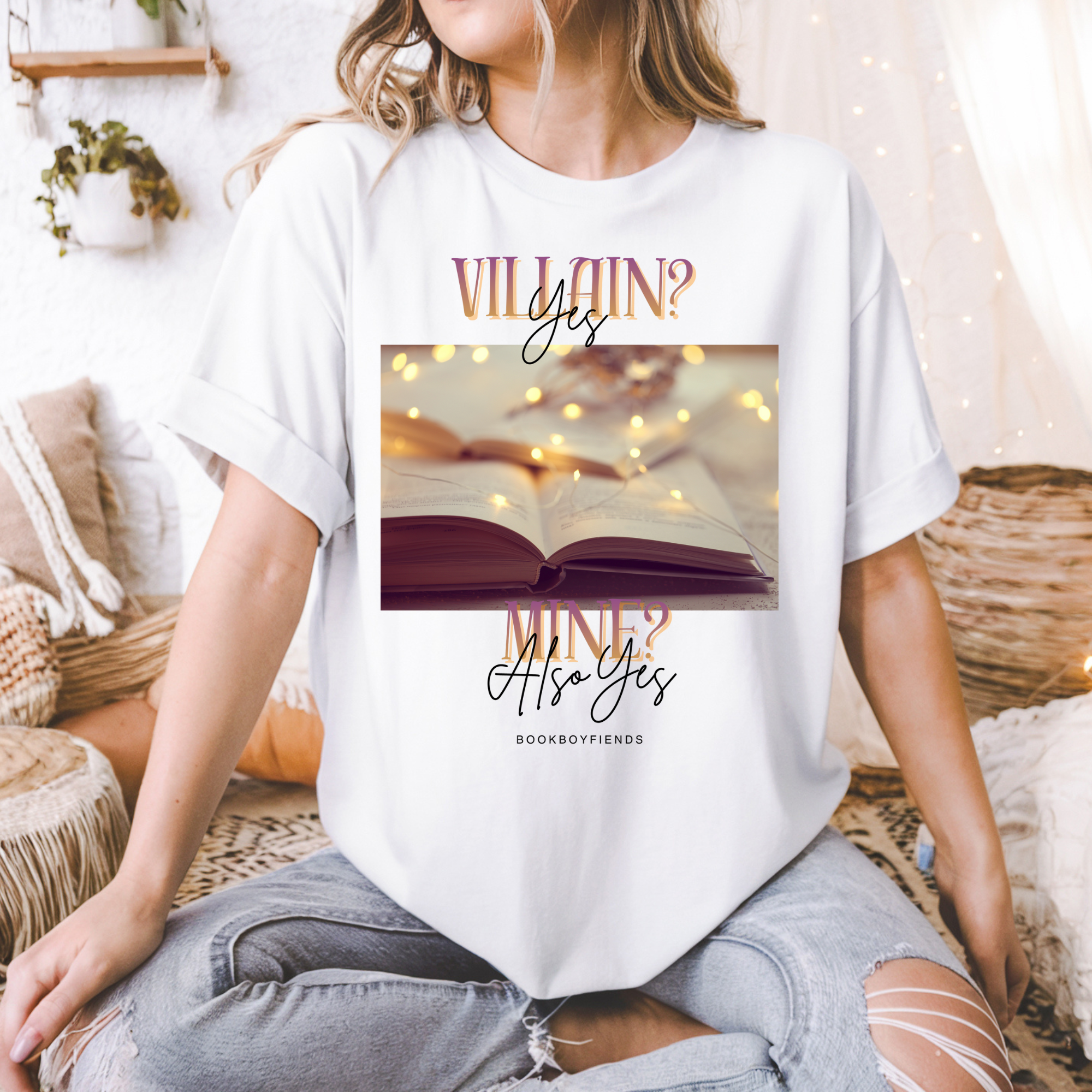 Villain? Yes. Mine? Also Yes. T-Shirt — Bookish Fairy Lights Graphic Tee