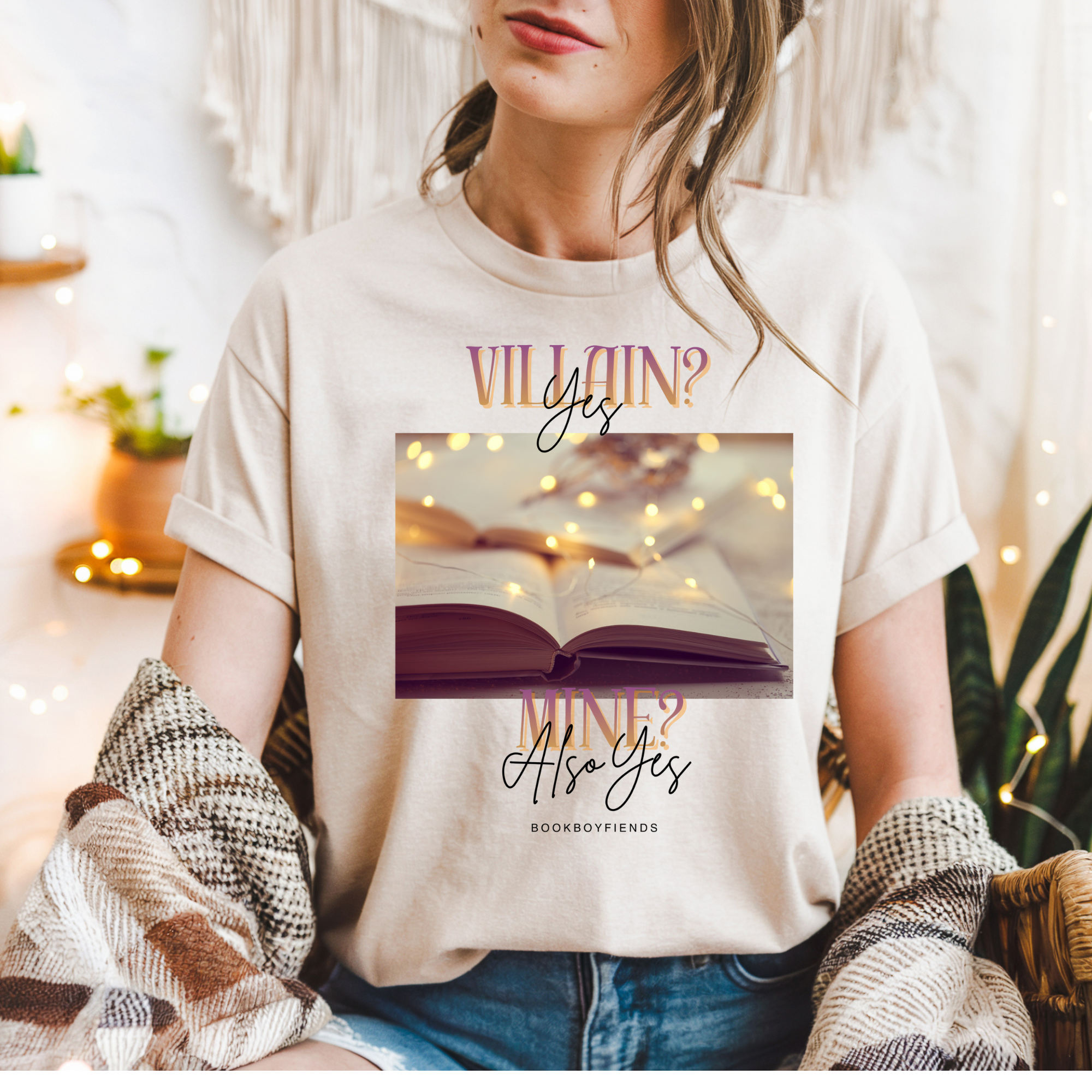 Villain? Yes. Mine? Also Yes. T-Shirt — Bookish Fairy Lights Graphic Tee