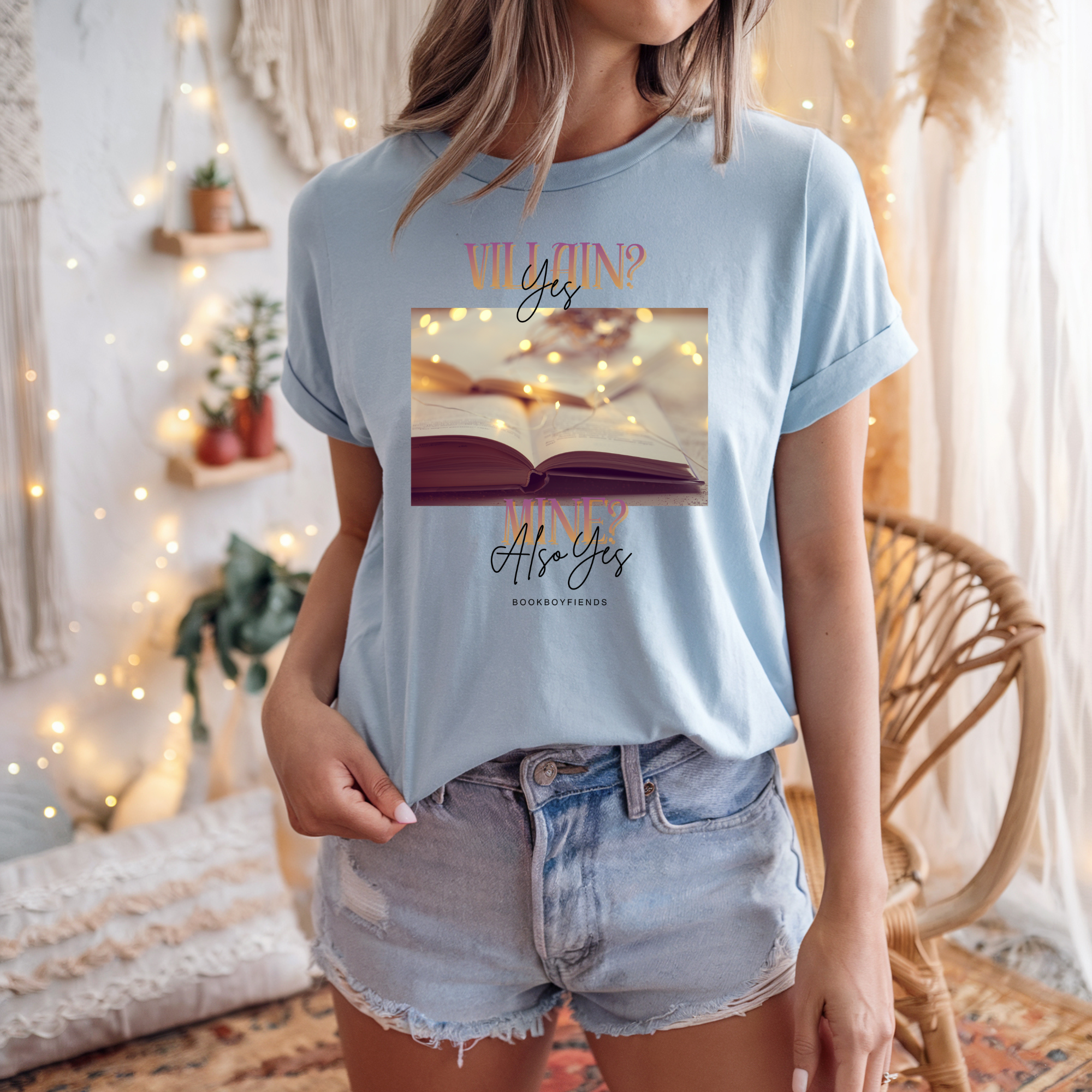 Villain? Yes. Mine? Also Yes. T-Shirt — Bookish Fairy Lights Graphic Tee