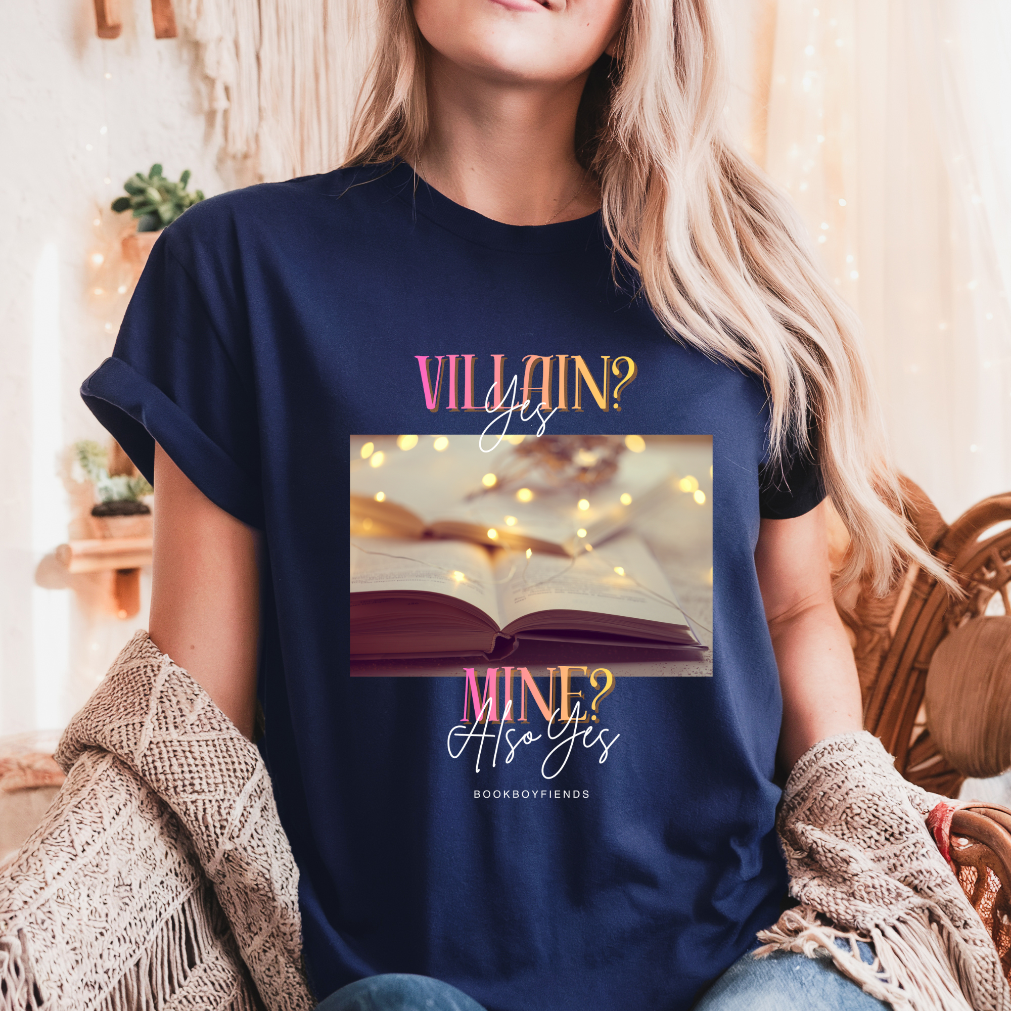 Villain? Yes. Mine? Also Yes. T-Shirt — Bookish Fairy Lights Graphic Tee