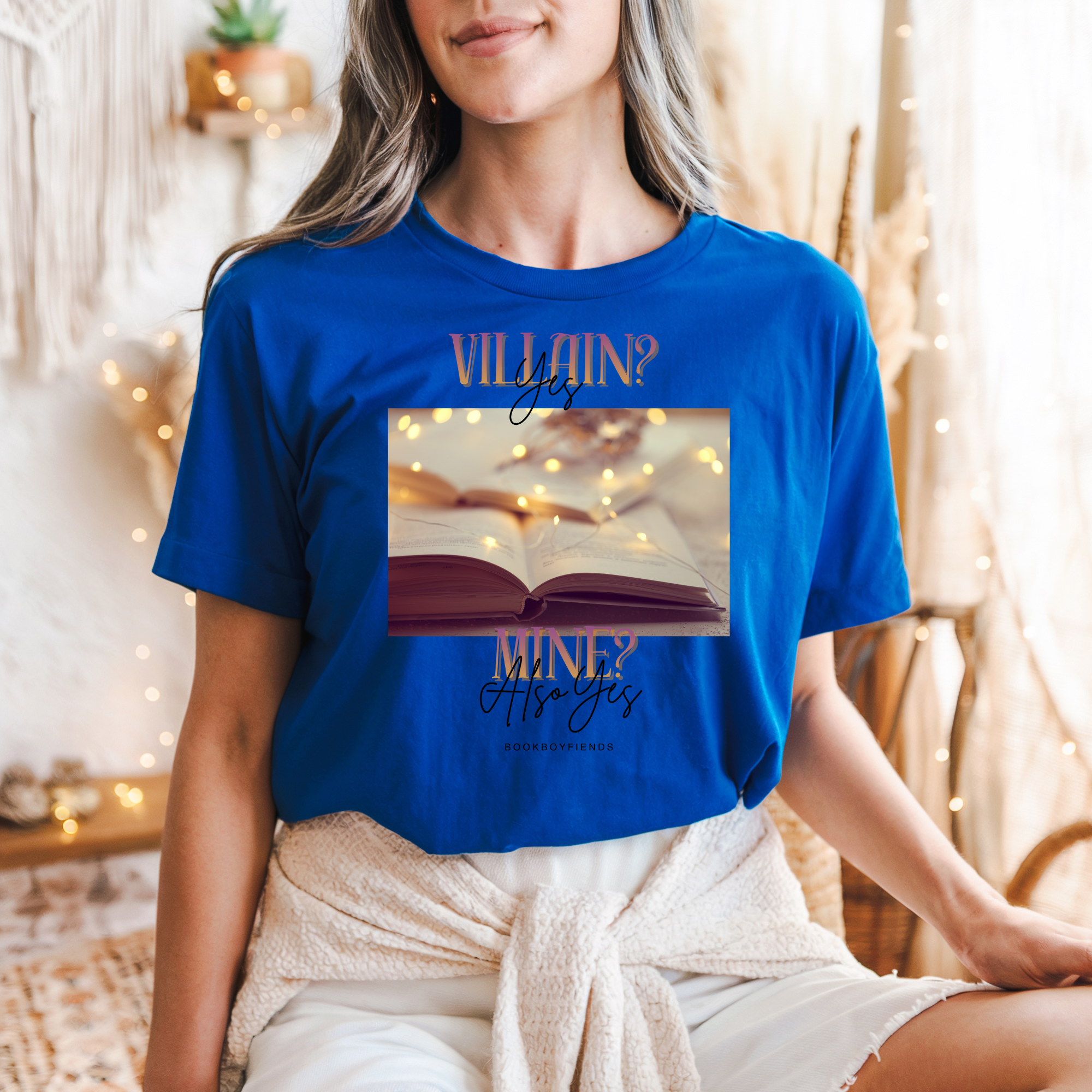 Villain? Yes. Mine? Also Yes. T-Shirt — Bookish Fairy Lights Graphic Tee