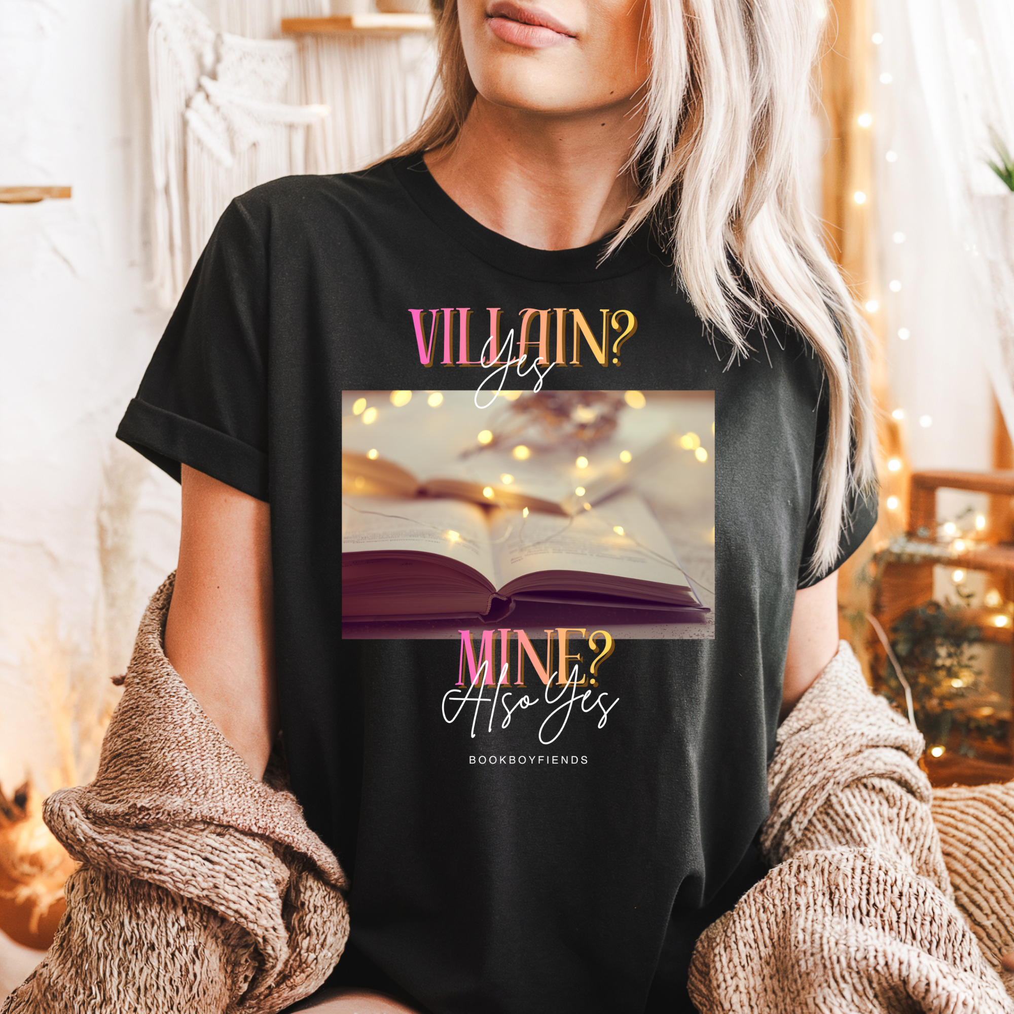 Villain? Yes. Mine? Also Yes. T-Shirt — Bookish Fairy Lights Graphic Tee
