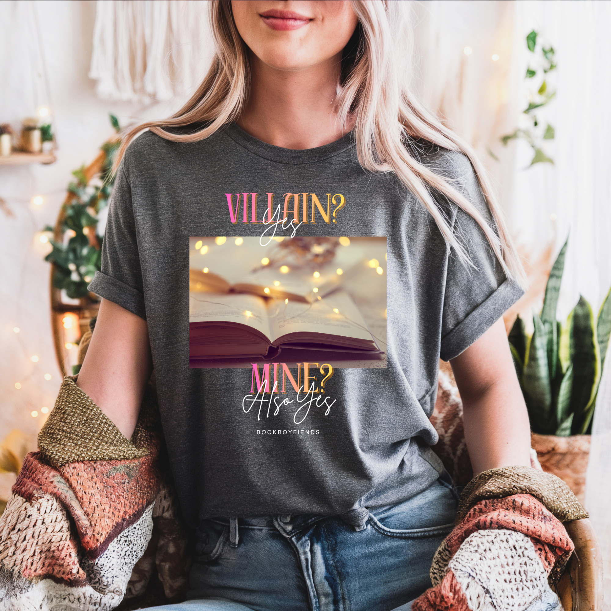Villain? Yes. Mine? Also Yes. T-Shirt — Bookish Fairy Lights Graphic Tee