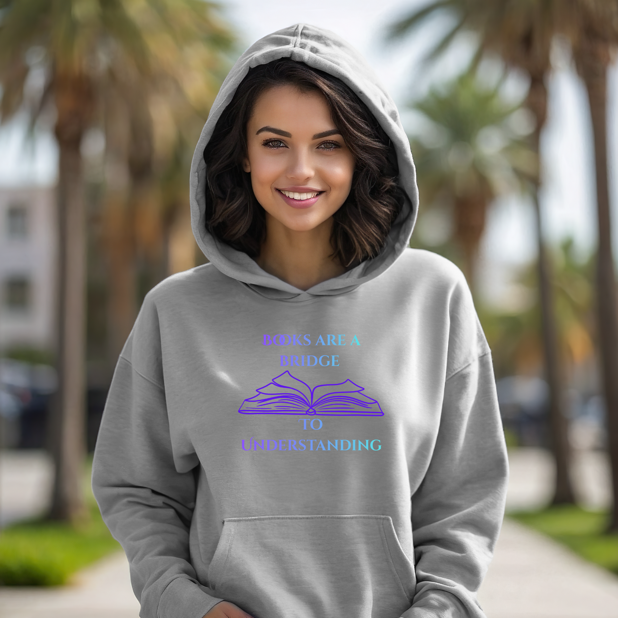 Books Are A Bridge To Understanding Hoodie — Literary Graphic Sweatshirt Pullover