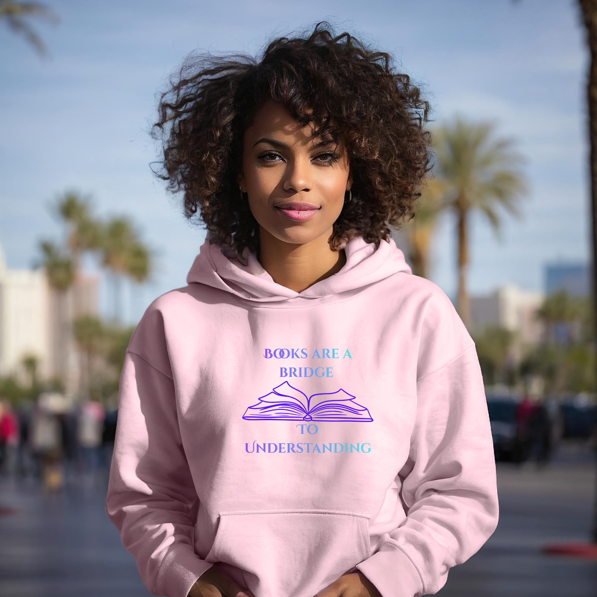 Books Are A Bridge To Understanding Hoodie — Literary Graphic Sweatshirt Pullover