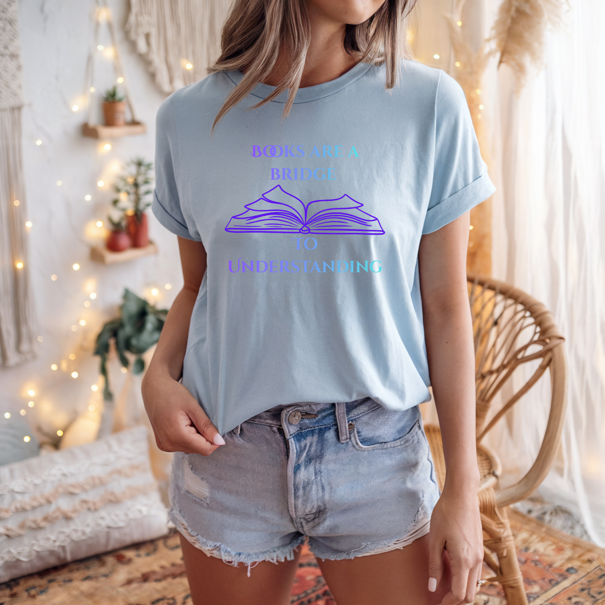 "Books Are a Bridge to Understanding" Book Lover T-Shirt —Literary Graphic Tee