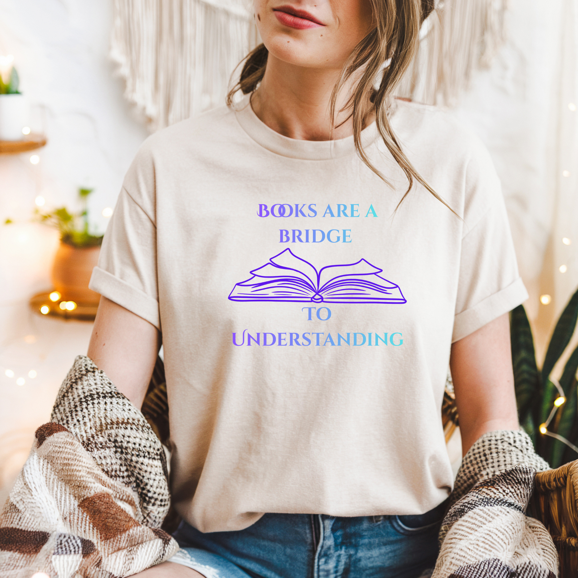 "Books Are a Bridge to Understanding" Book Lover T-Shirt —Literary Graphic Tee