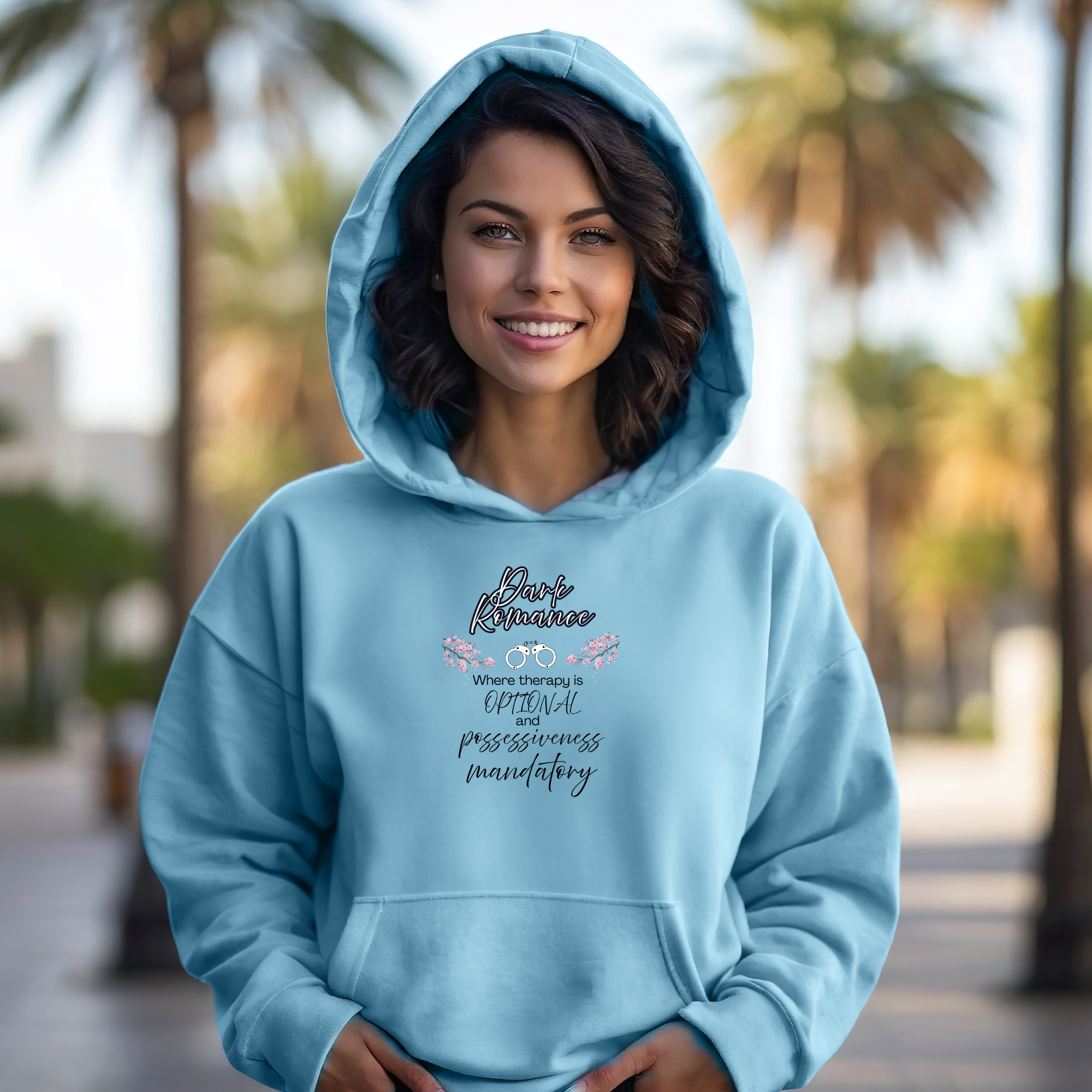 Dark Romance Elegant Script 'Book Romance' Hoodie - Literary Sweatshirt