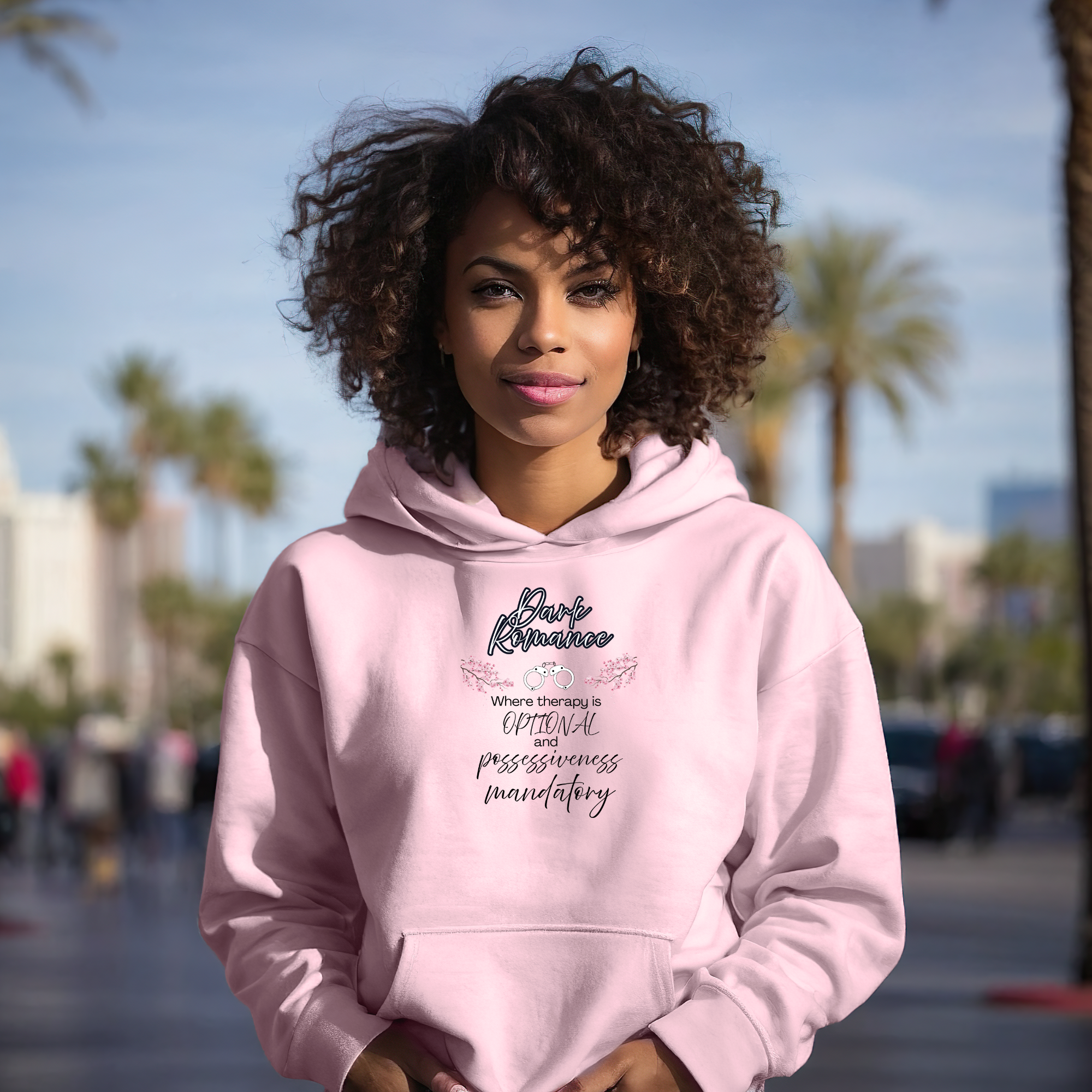 Dark Romance Elegant Script 'Book Romance' Hoodie - Literary Sweatshirt