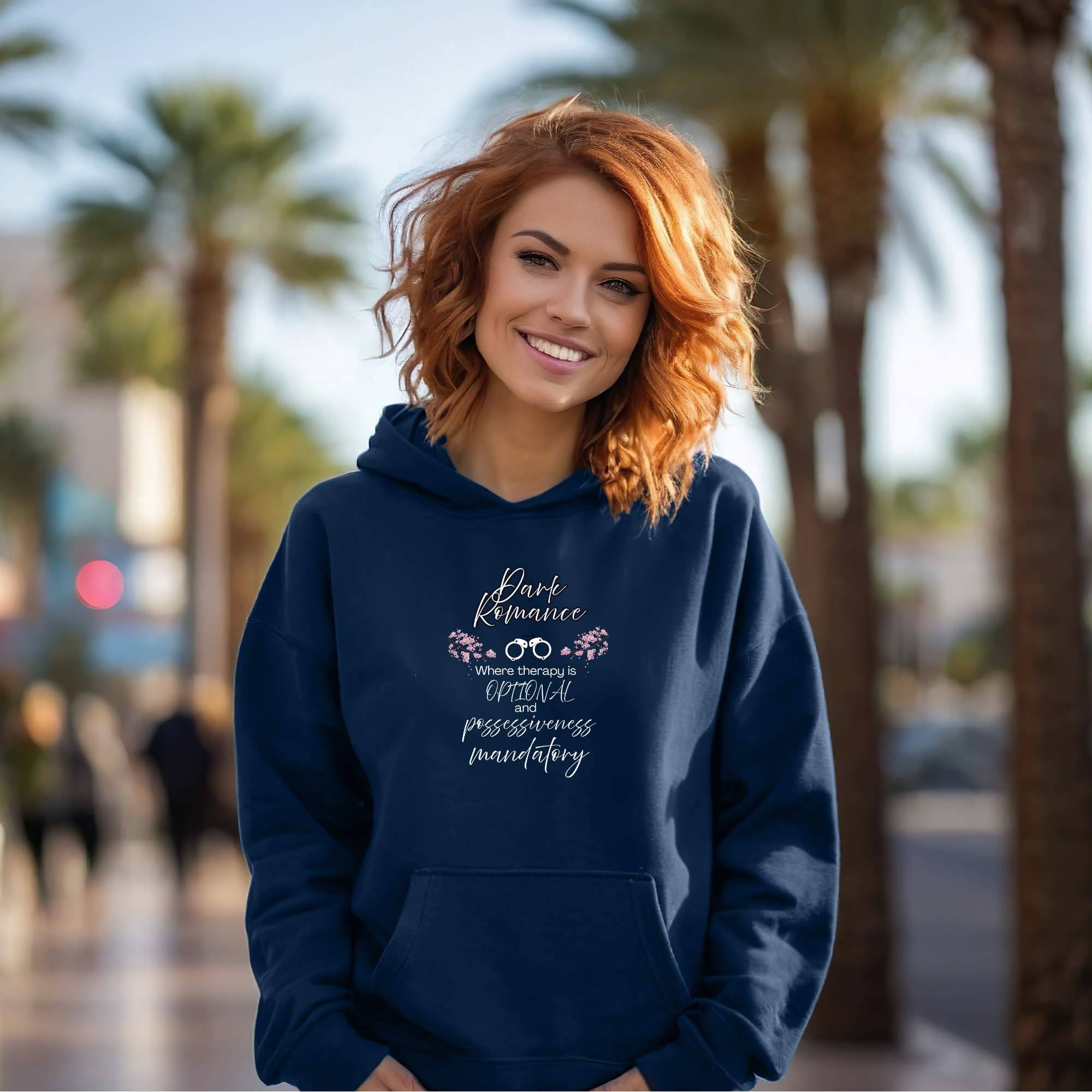 Dark Romance Elegant Script 'Book Romance' Hoodie - Literary Sweatshirt