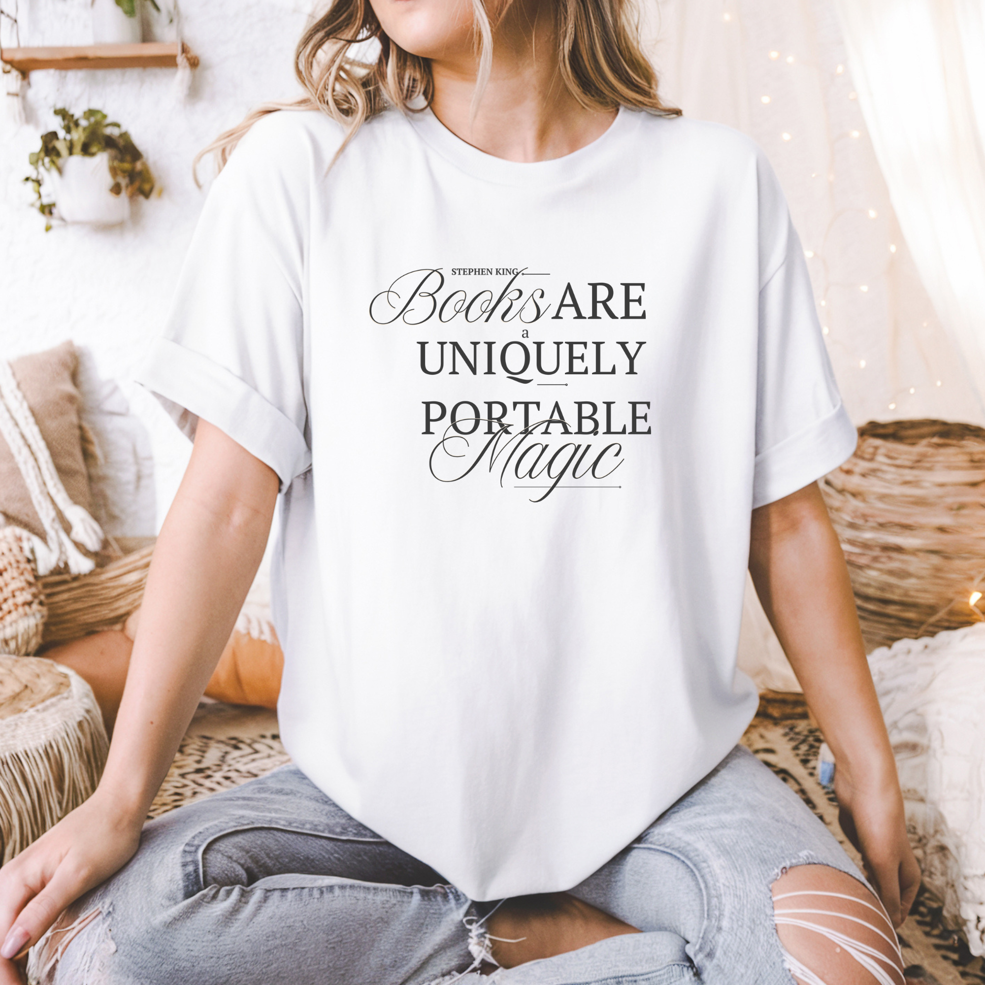 Books Are Portable Magic T-Shirt | Literary Quote Tee, Reading Lover Shirt