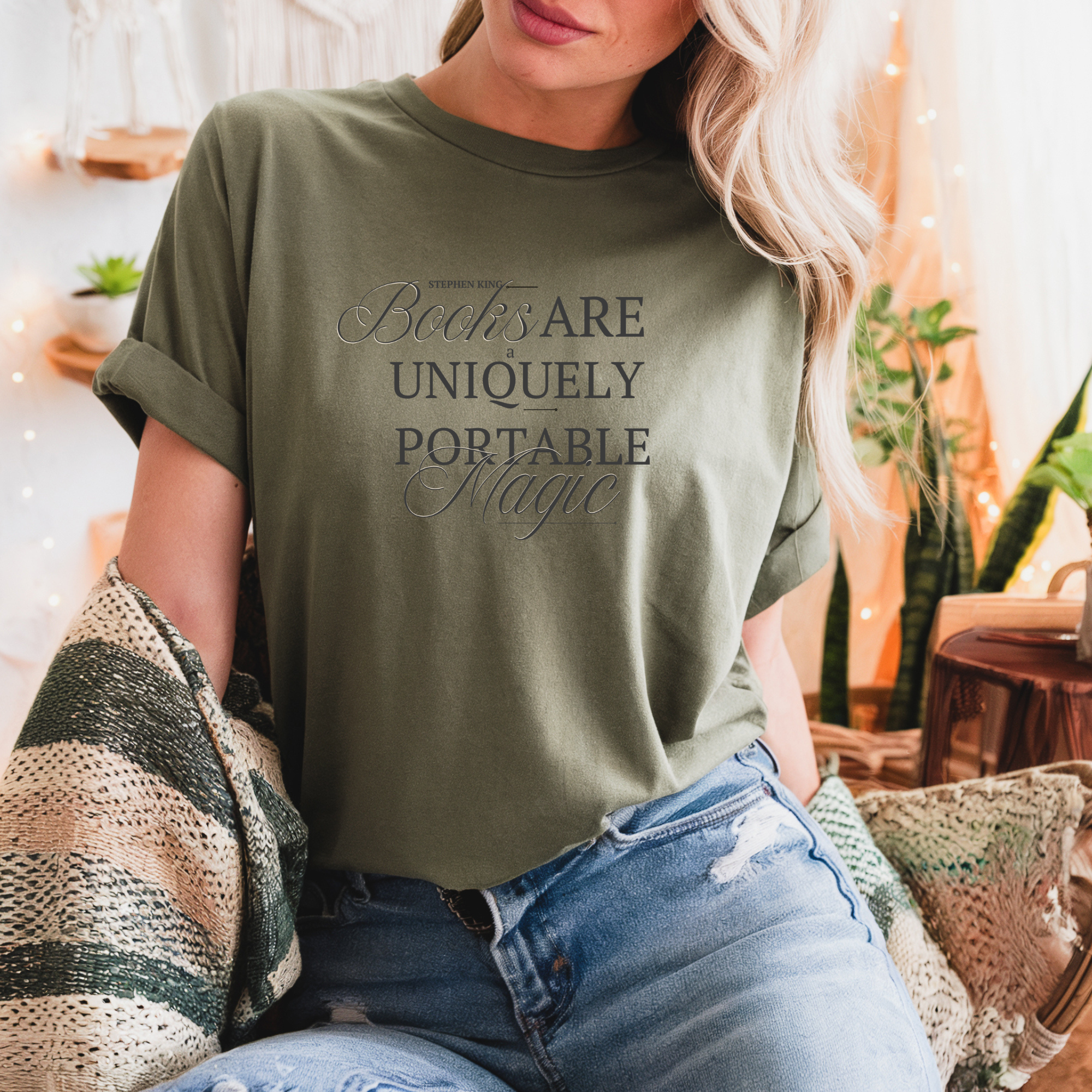 Books Are Portable Magic T-Shirt | Literary Quote Tee, Reading Lover Shirt